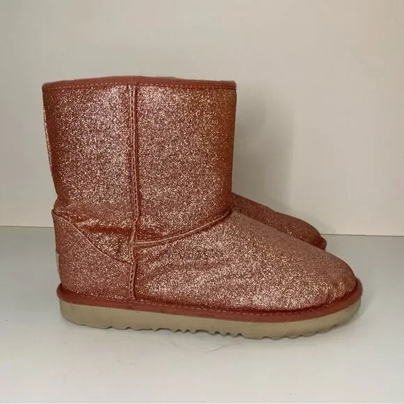 UGG Classic Short Il Boots Glitter Hot Pink Water Resistant Size 6 - Picture 1 of 7